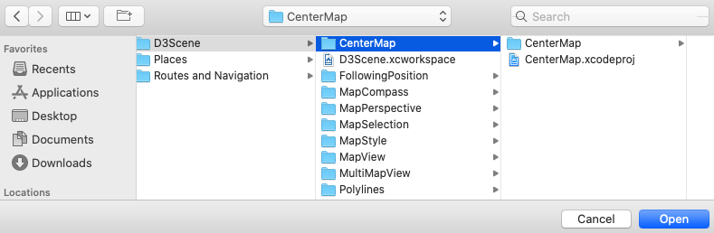 Xcode open CenterMap