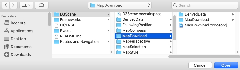 Xcode open MapDownload