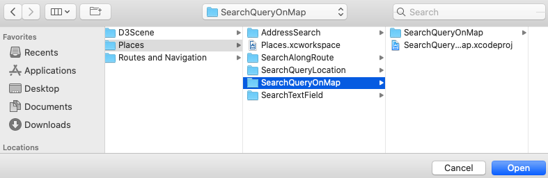 Xcode open SearchQueryOnMap