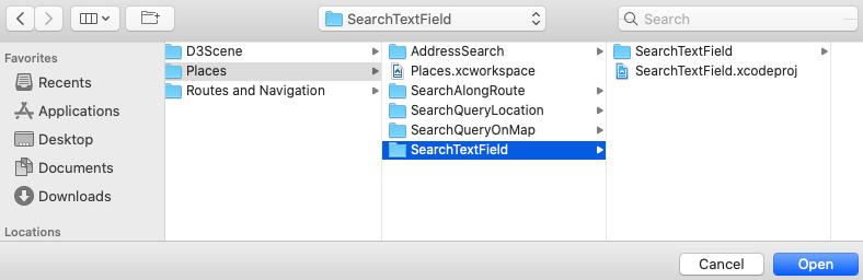 Xcode open SearchTextField
