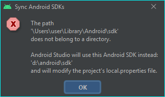 Android SDK change dialog