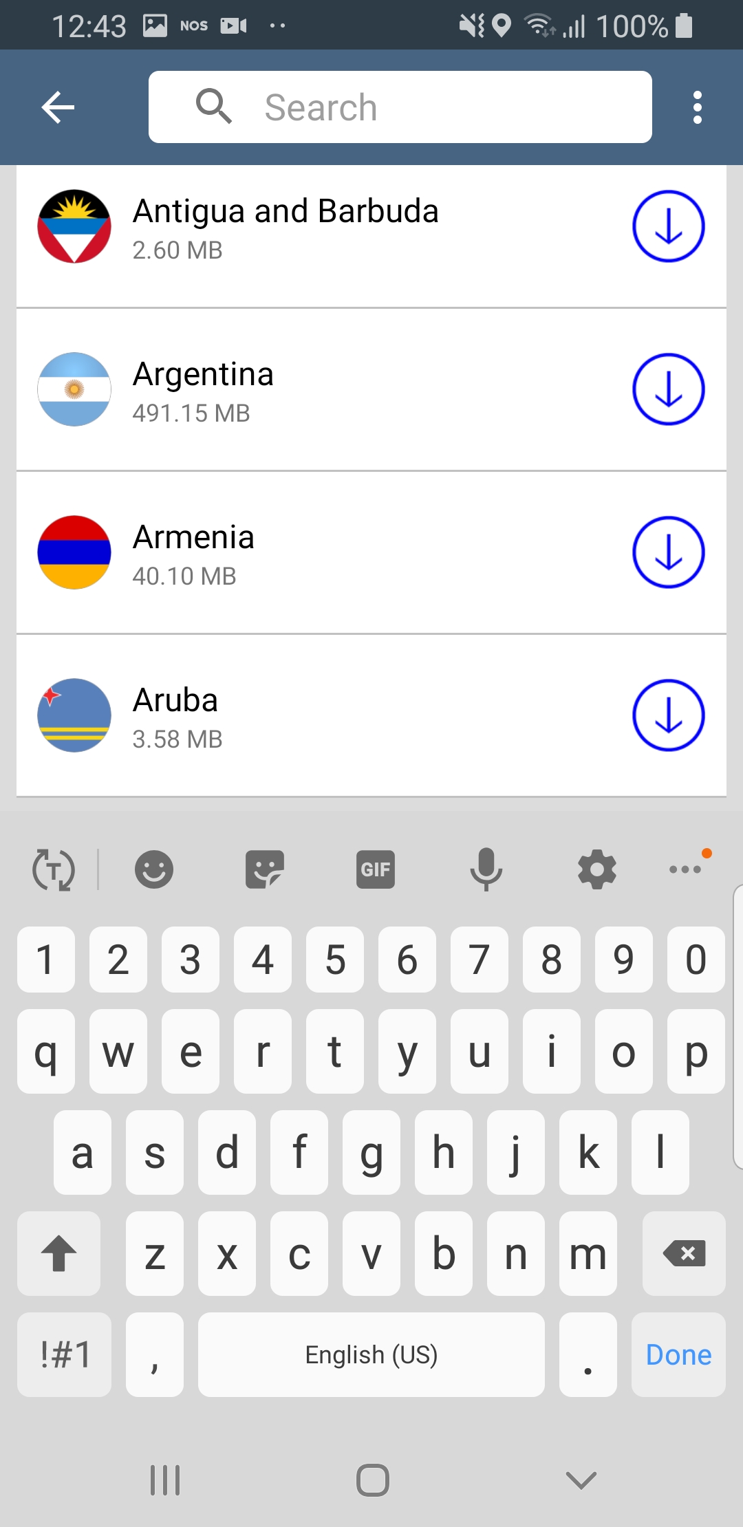 Android example map download screenshot