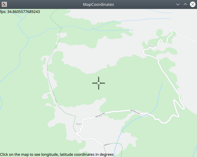 Map coordinates at click location example