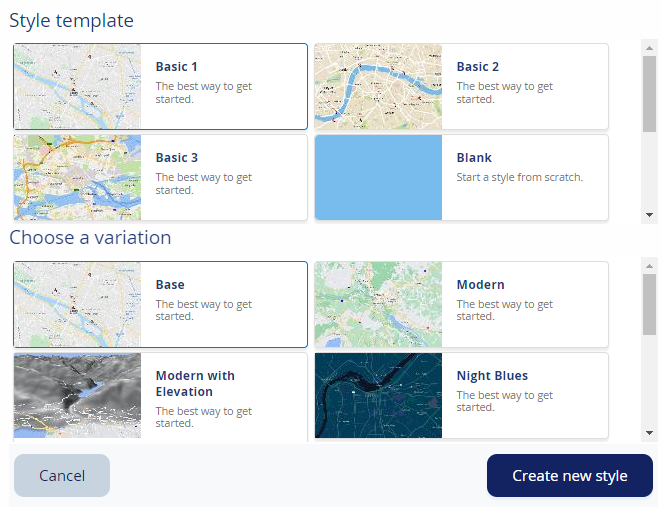 GEM Maps API select template