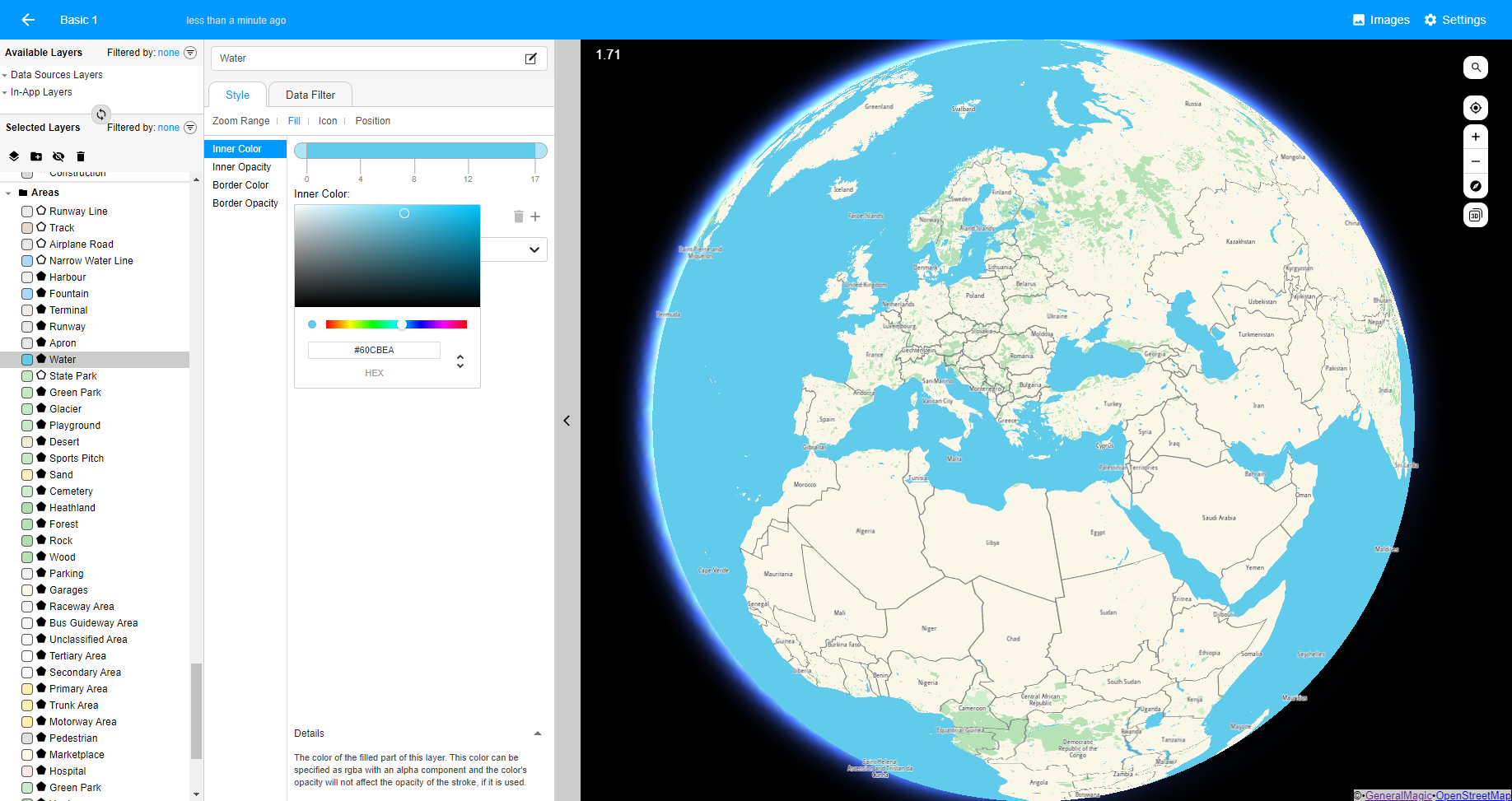 GEM Maps API choose colors for water